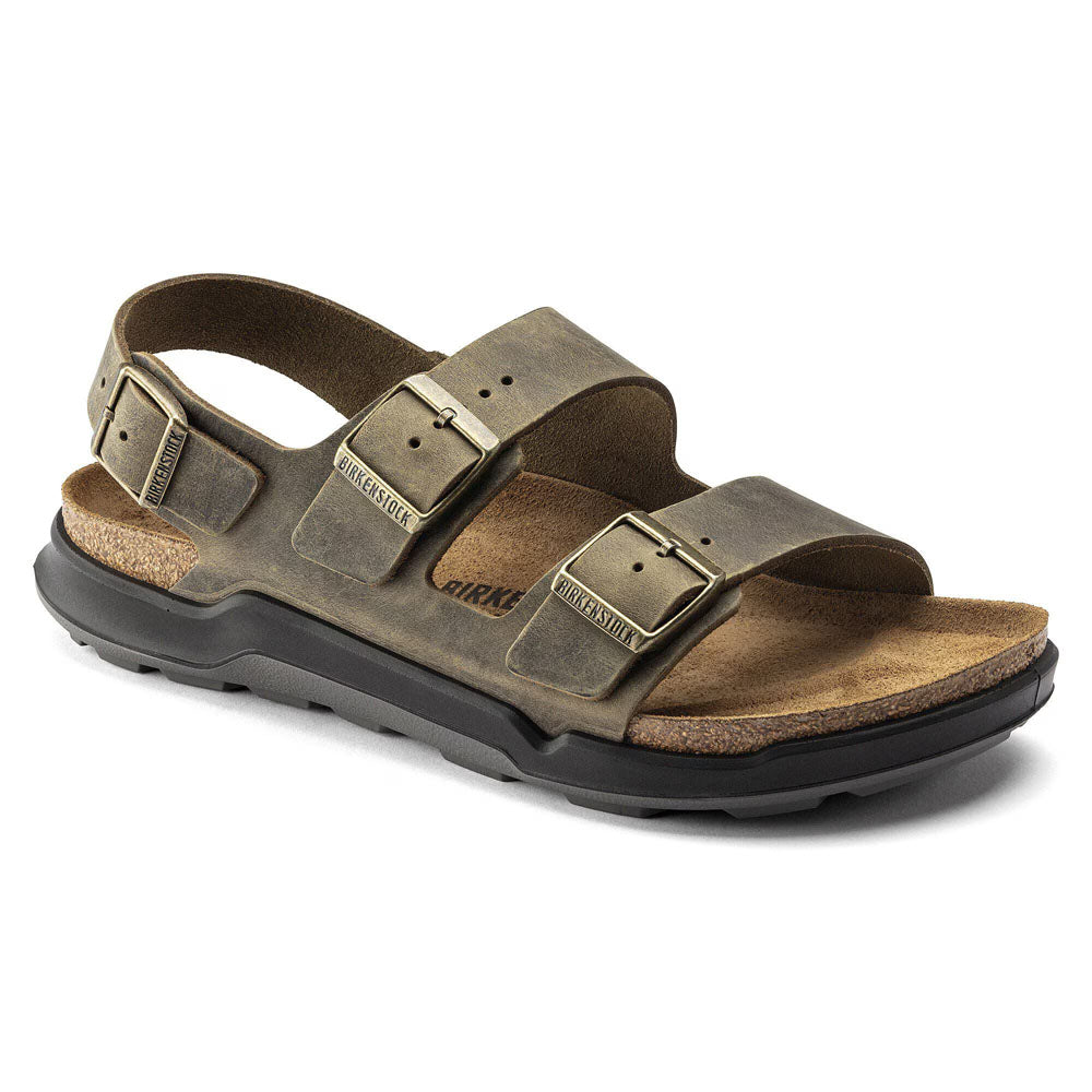 Birkenstock Mens Milano Rugged Oiled Leather Faded Khaki