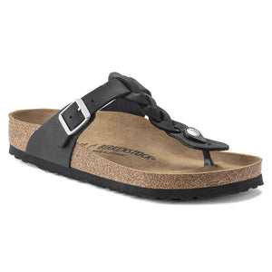 Birkenstock Womens Gizeh Braided Oiled Leather - Regular Black