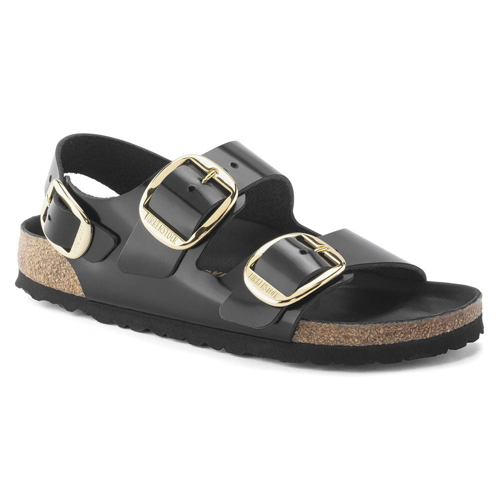 Birkenstock Milano Big Buckle Oiled Leather - Narrow High Shine Black