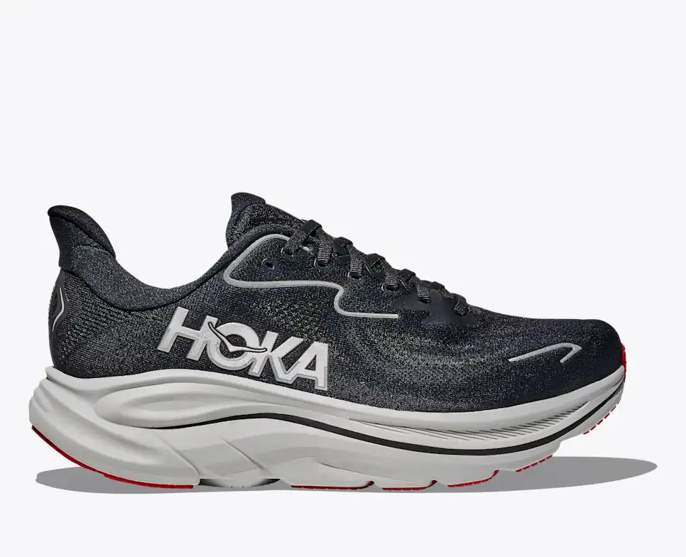 Hoka Mens Clifton 10 Wide BKSV Black/Silver