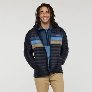 Cotopaxi Mens Fuego Hooded Down Jacket Carbon Stripes