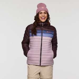 Cotopaxi Womens Fuego Hooded Down Jacket Coffee and Quartz