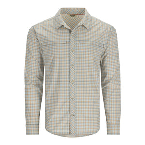 Simms Fishing Mens Stone Cold Fishing Long Sleeve Shirt 3021 Sun Glow/Storm Retro Plaid