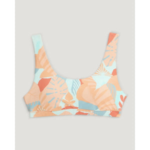 Free Fly Apparel Womens Wavebound Scoop Bikini Top 825 Calypso Print Light Coral