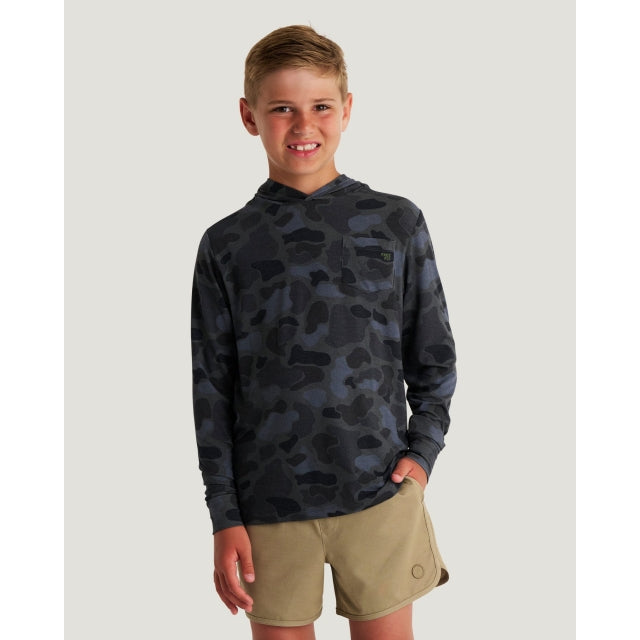 Free Fly Apparel Youth Bamboo Shade Hoodie P005 Vintage Camo Black