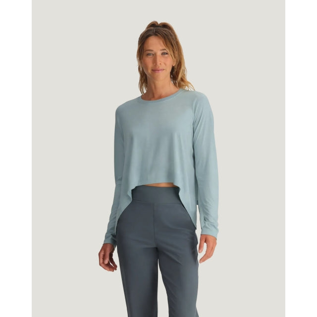 Free Fly Apparel W Bamboo Lightweight Cropped LS 420 Ocean Mist