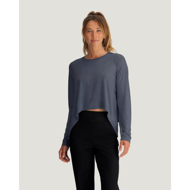 Free Fly Apparel W Bamboo Lightweight Cropped LS 325 Storm Cloud