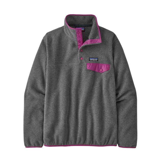 Patagonia Womens Lightweight Synchilla Snap-T Pullover Nickel w/Amaranth Pink