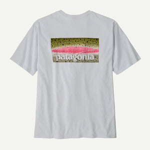 Patagonia Mens Short-Sleeved Take a Stand Responsibili-Tee Rainbow Run: White