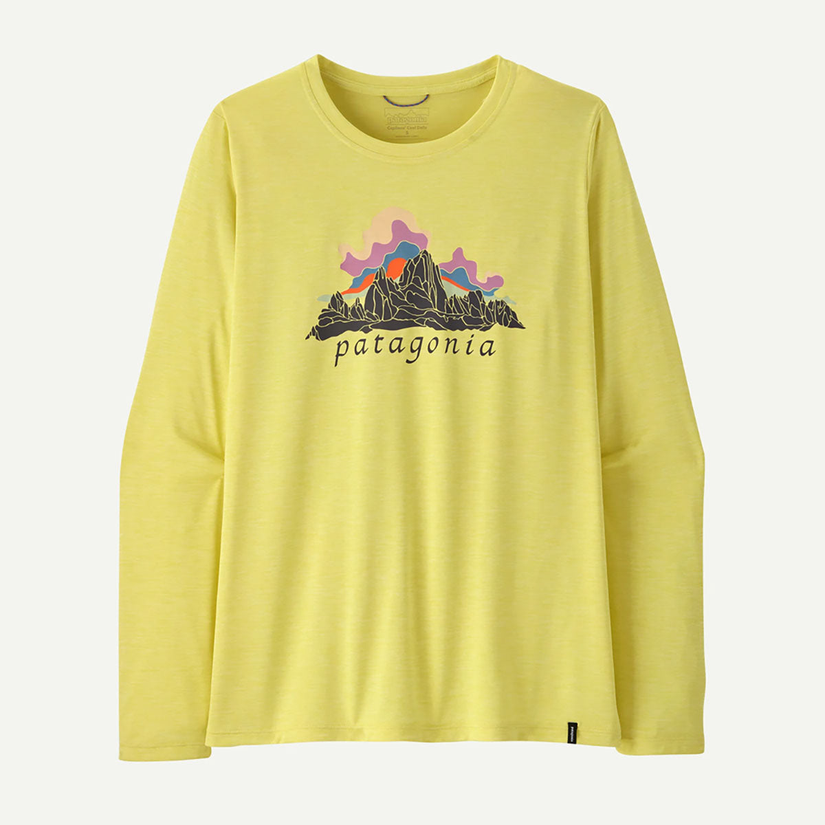 Patagonia Womens Long-Sleeved Capilene Cool Daily Shirt - Fitz Roy Nimbus emon Zest / L