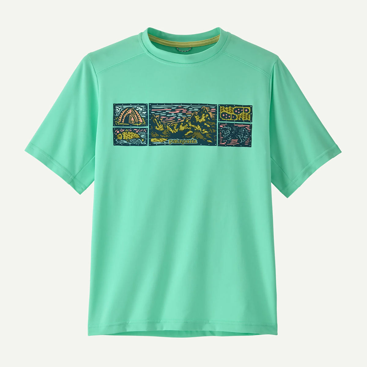 Patagonia Kids Capilene Silkweight T-Shirt River Camp: Early Teal