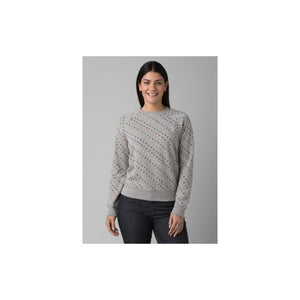 Prana Women's Cozy Up Sweatshirt 020 Heather Grey Ditsy Road