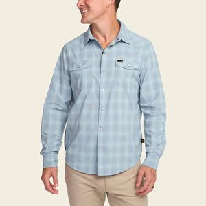 Howler Brothers Mens H Bar B Tech Longsleeve Kent Plaid : Iron Blue