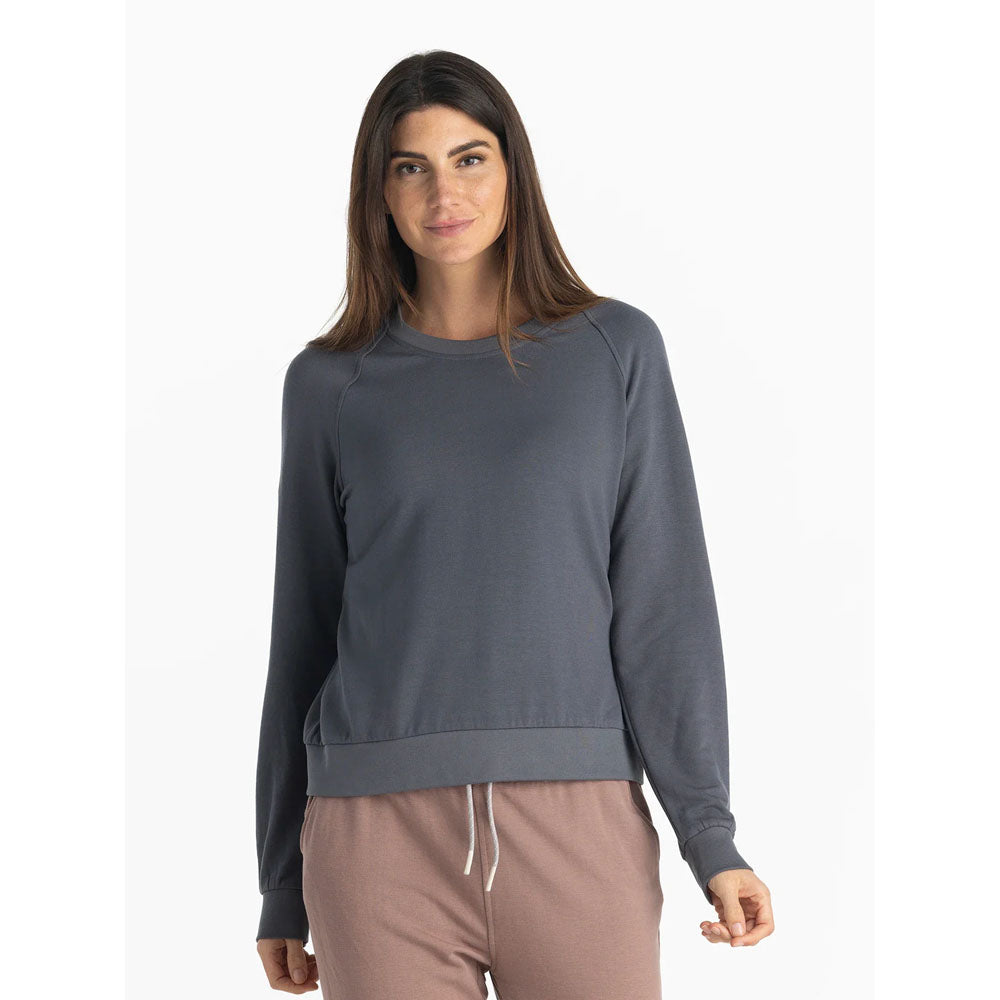 Free Fly Apparel Womens Bamboo Lightweight Fleece Crew Storm Cloud