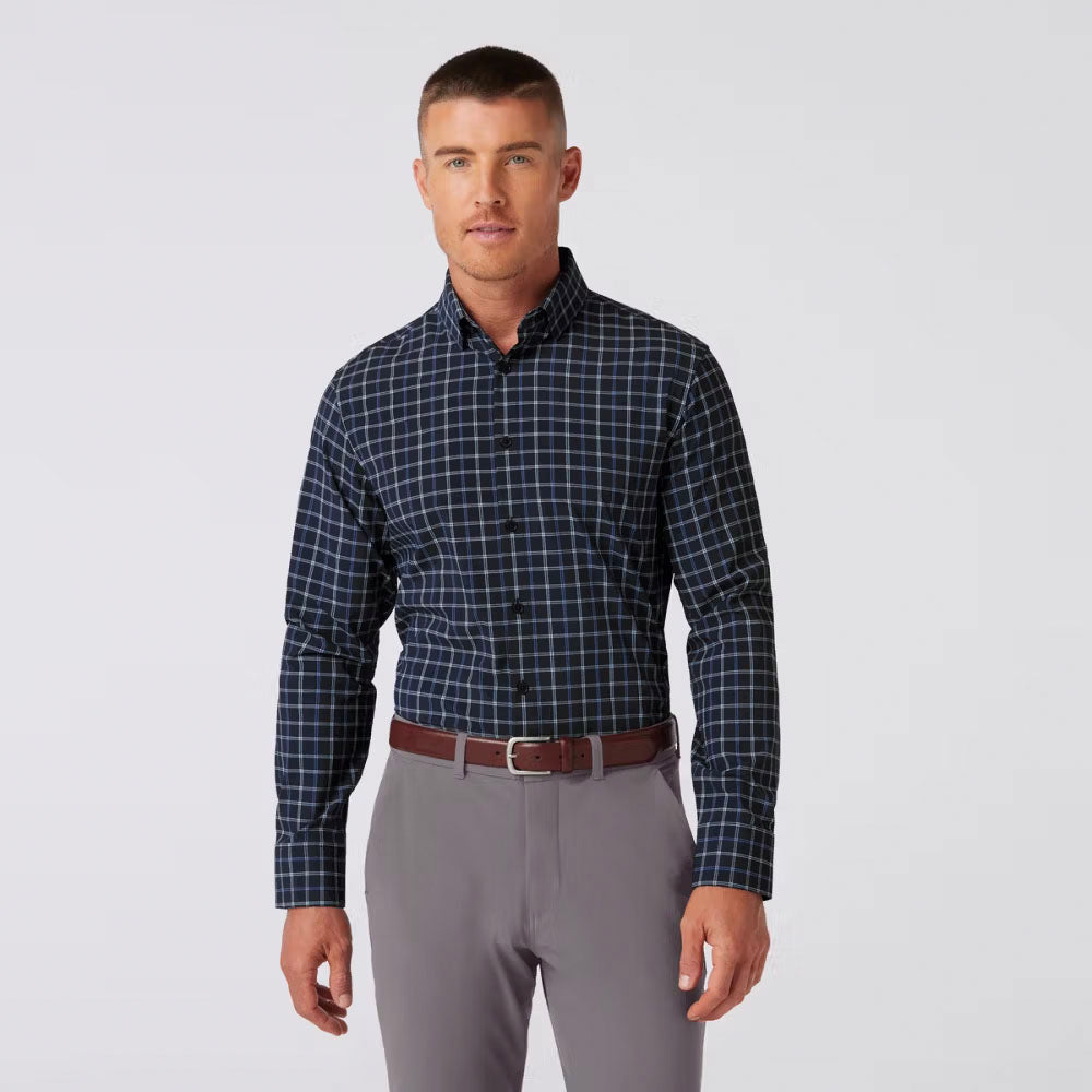 Mizzen+Main Men's Leeward Dress Shirt Navy Stewart Plaid