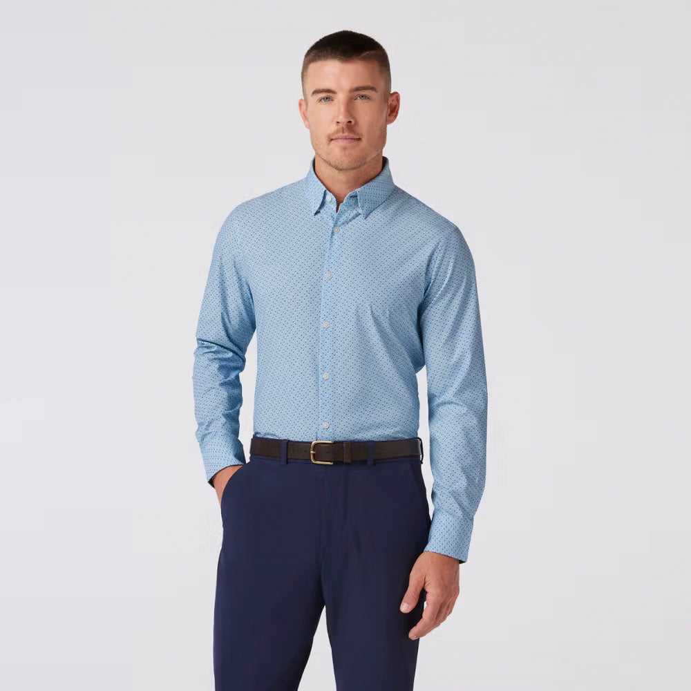 Mizzen+Main Men's Leeward Dress Shirt Steel Blue Multi Dot