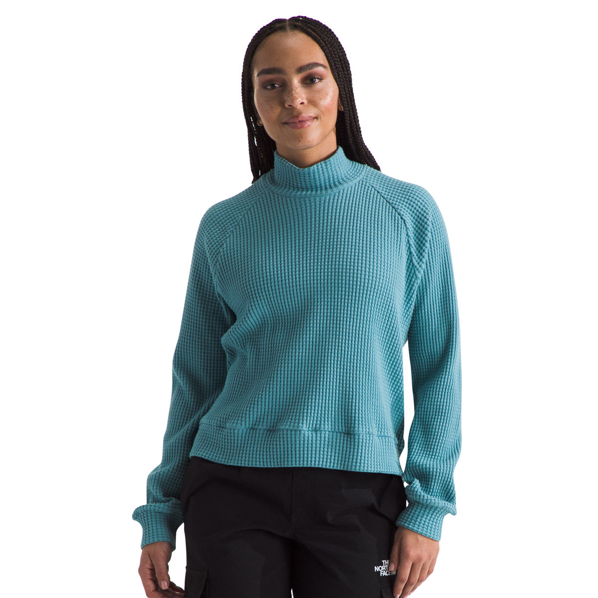 The North Face Women's L/S Mock Neck Chabot Algae Blue