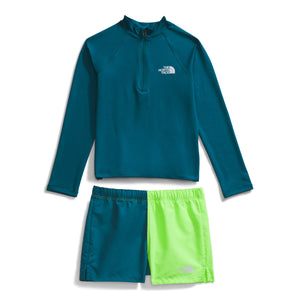 The North Face K Amphibious Sun Set Blue Moss/Safety Green Wavy BP Phantom Print/Blue Moss Wavy BP Phantom Pri