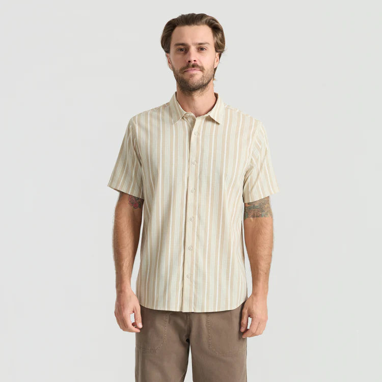 Roark Mens Bless Up Breathable Stretch Shirt Beige