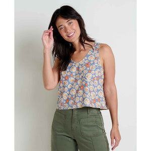 Toad&Co. Womens Taj Hemp Button Back Tank II North hore Shape Print / S