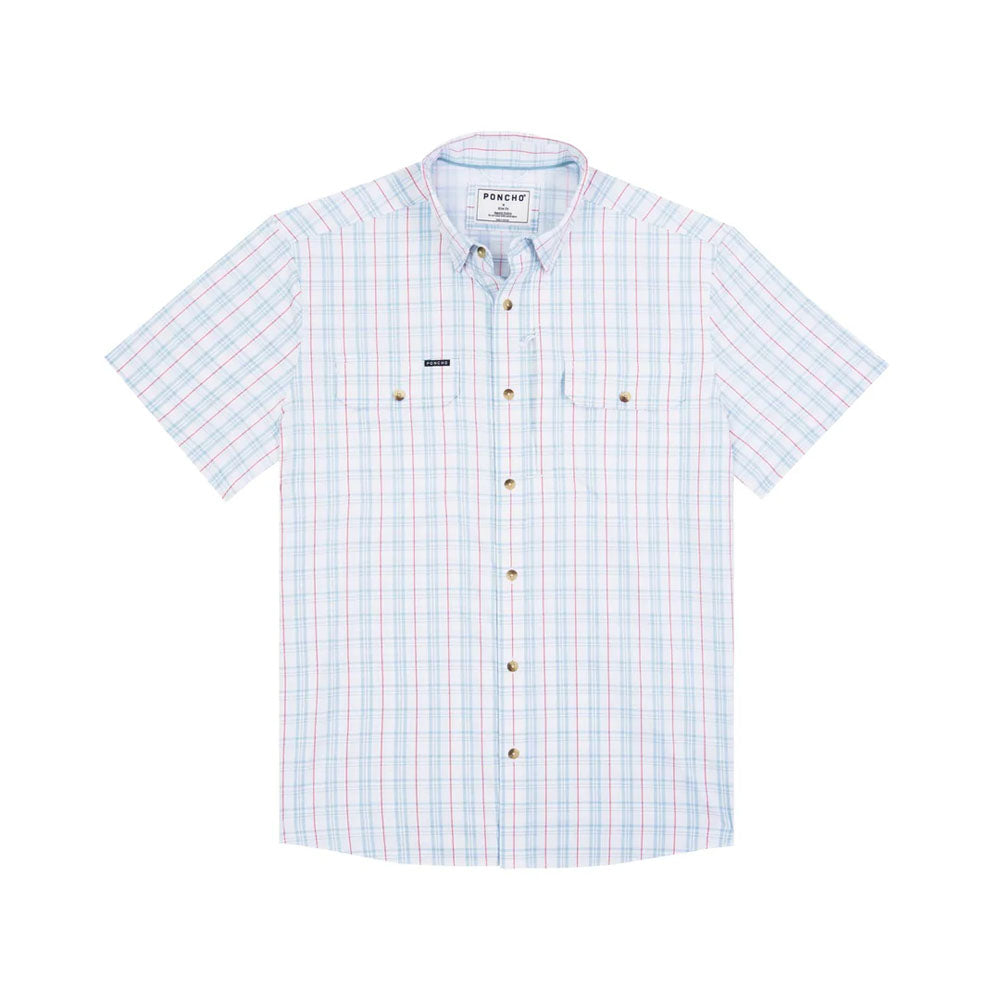 Poncho Mens The Clinch Knot Red/Grey/Blue Plaid