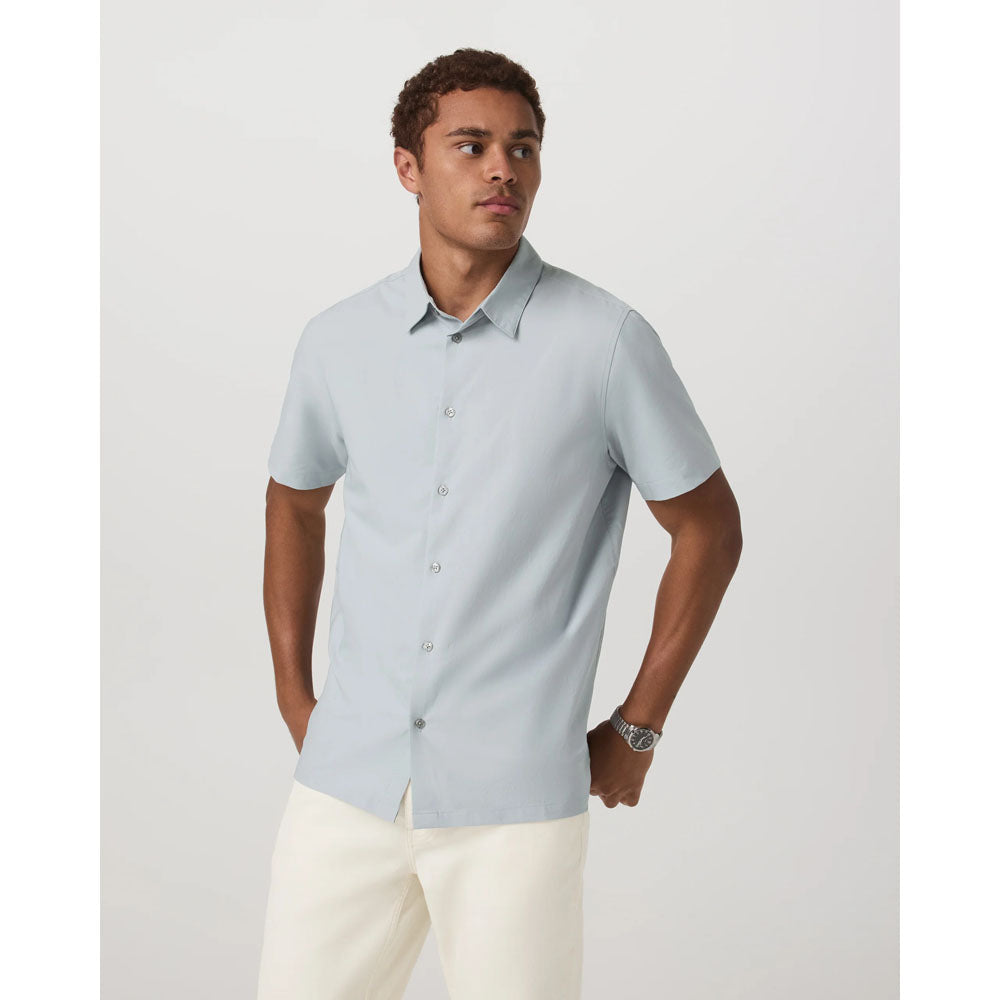 Vuori Mens Short Sleeve Manhattan Button Down Harbor Grey