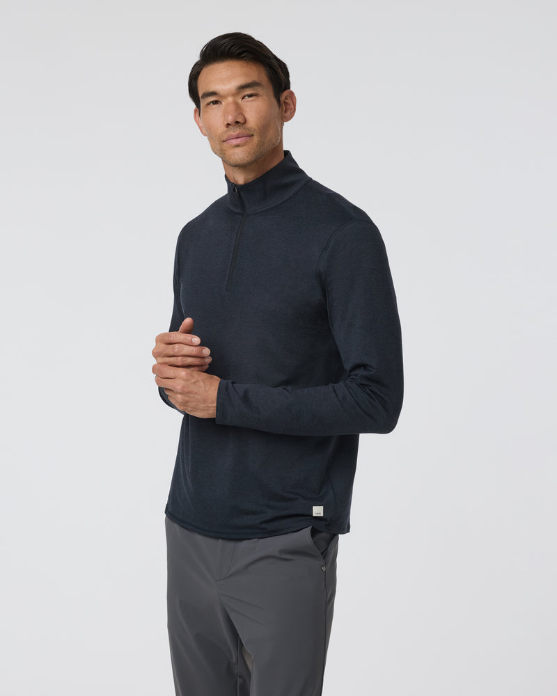 Vuori M Ponto 1/2 Zip Mock Neck HYB Misty Blue Heather