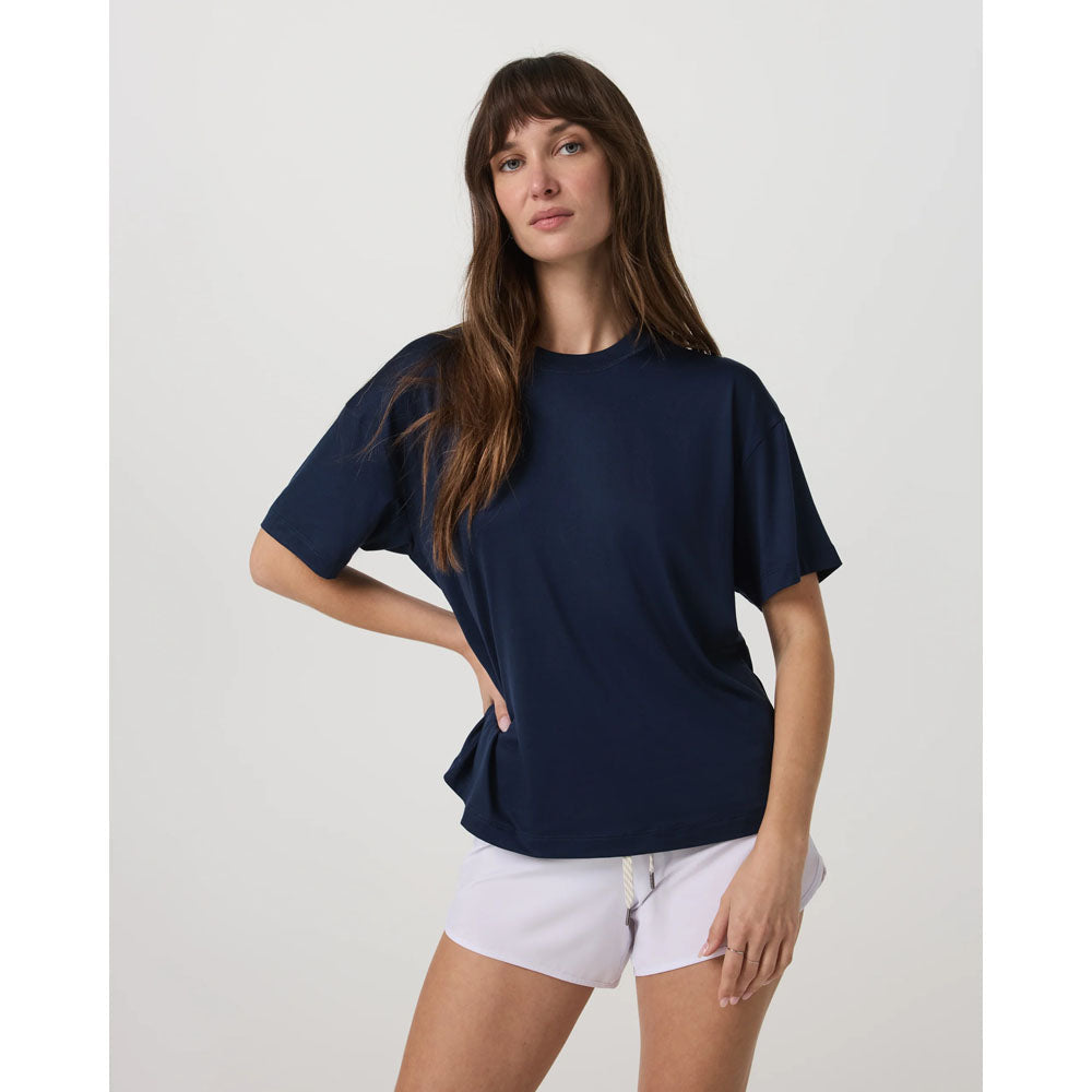 Vuori Womens Energy Tee Long Blue Coast