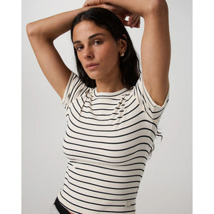 Vuori Womens Pose Fitted Tee Ink tripe / S