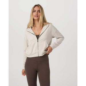 Vuori Womens Halo Modern Full Zip Hoodie Ecru Heather