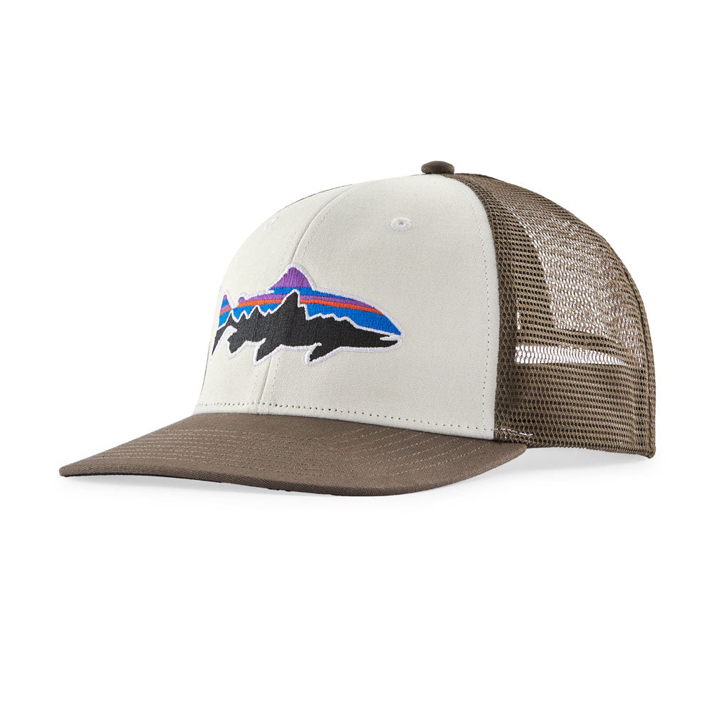Patagonia Fitz Roy Trout Trucker Hat White w/Marlow Brown
