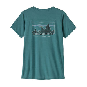Patagonia Womens Capilene Cool Daily Graphic Shirt 73 Skyline: Wetland Blue X-Dye