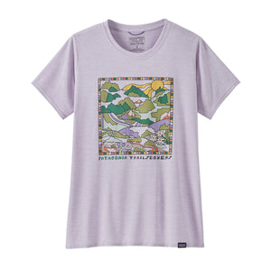 Patagonia Womens Capilene Cool Daily Graphic Shirt - Lands Trailseekers: Foxglove Purple