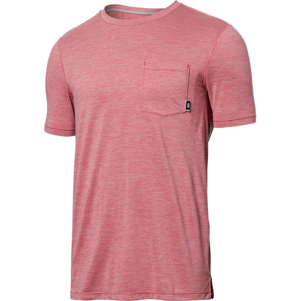 Saxx Underwear Men's Droptemp All Day Cooling Short Sleeve Pocket Tee Gumball Heather