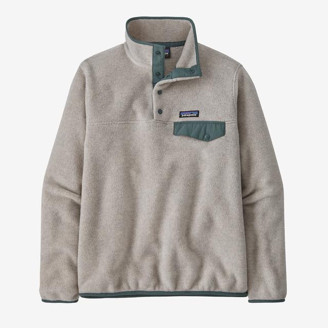Patagonia Womens Lightweight Synchilla Snap-T Pullover Oatmeal Heather w/Nouveau Green