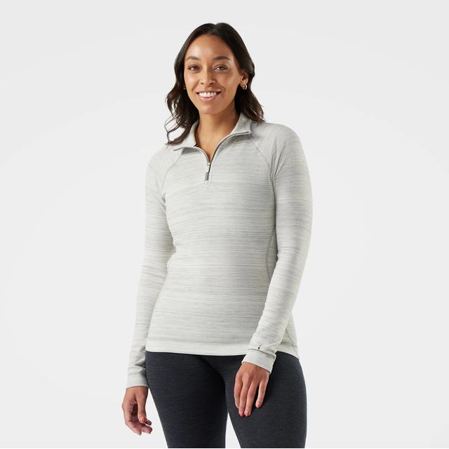 Smartwool Womens Classic Thermal Merino Base Layer 1/4 Zip P98 Light Gray Color Shift