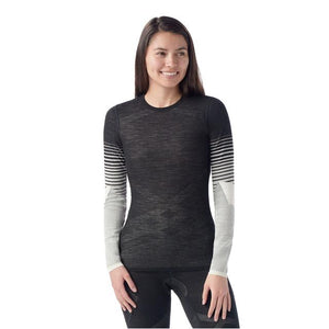 Smartwool Womens Intraknit Thermal Merino Base Layer Pattern Crew 001 Black