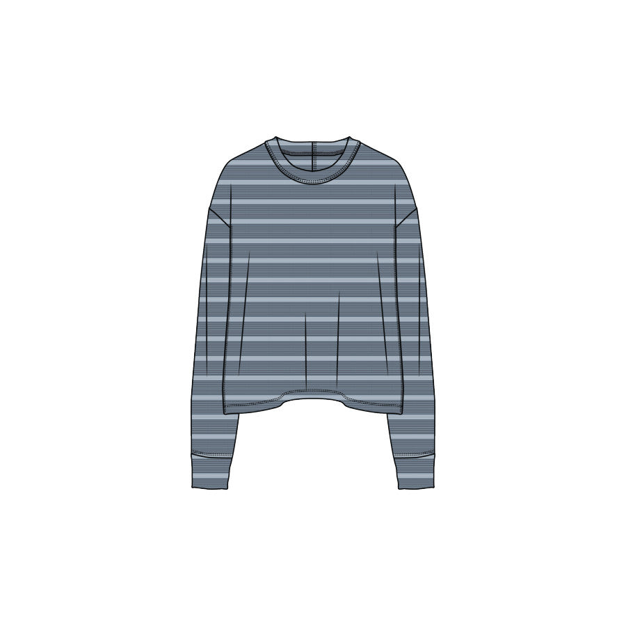Prana Womens Cozy Up Long Sleeve Crew 405 Glacier kies Stripe / S