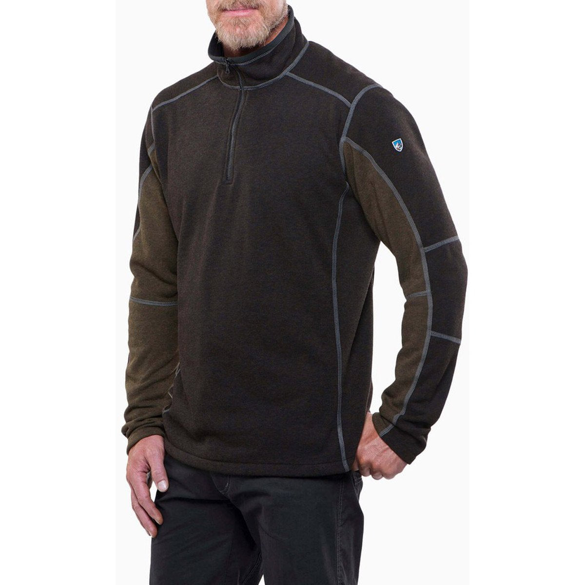Kuhl Men's Revel 1/4 Zip Sweater Charcoal Olive