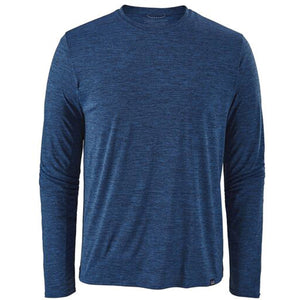 Patagonia Men's Long-Sleeved Cap Cool Daily Shirt Viking Blue - Navy Blue X-Dye