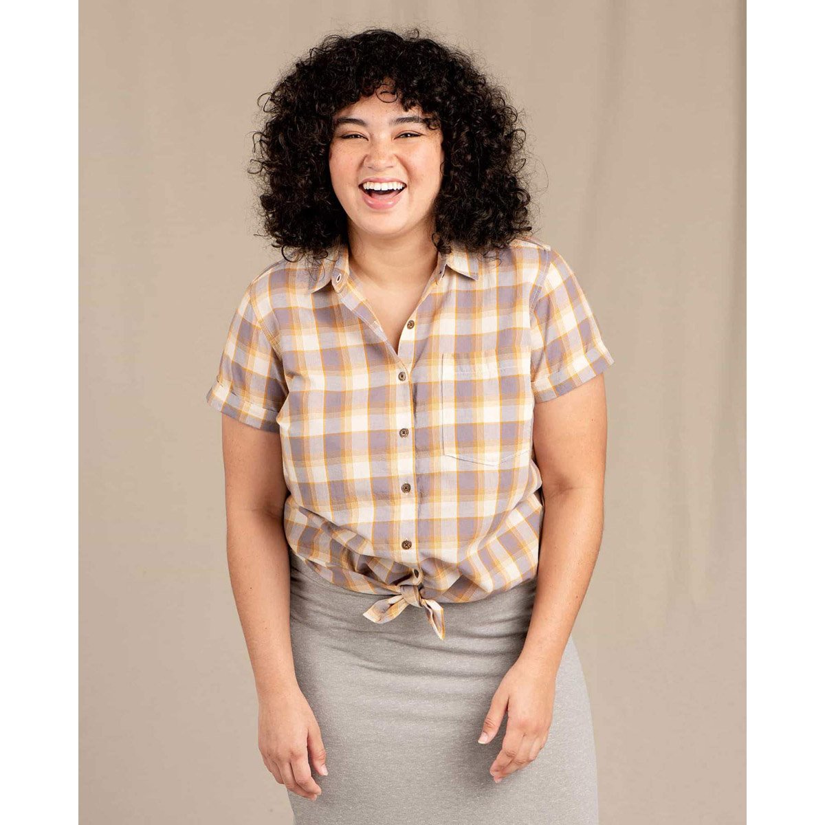 Toad&Co. Women's Willet Tie Short Sleeve Shirt Lavender