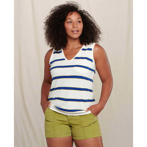 Toad&Co. Women's Grom Tank Egret Wide Stripe