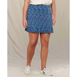 Toad&Co. Women's Chaka Ruffle Skirt True Navy Palm Print