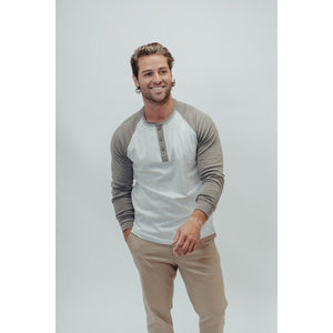 The Normal Brand Men's Puremeso Retro Henley Stone/Grey