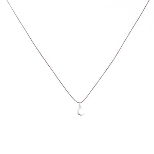 Bronwen Tiny Charm Necklace - 16" Crescent Moon - Taupe/Silver