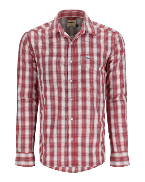 Simms Fishing Men's Big Sky Long Sleeve Fishing Shirt 2083 Cutty Red/Bright Blue Plaid