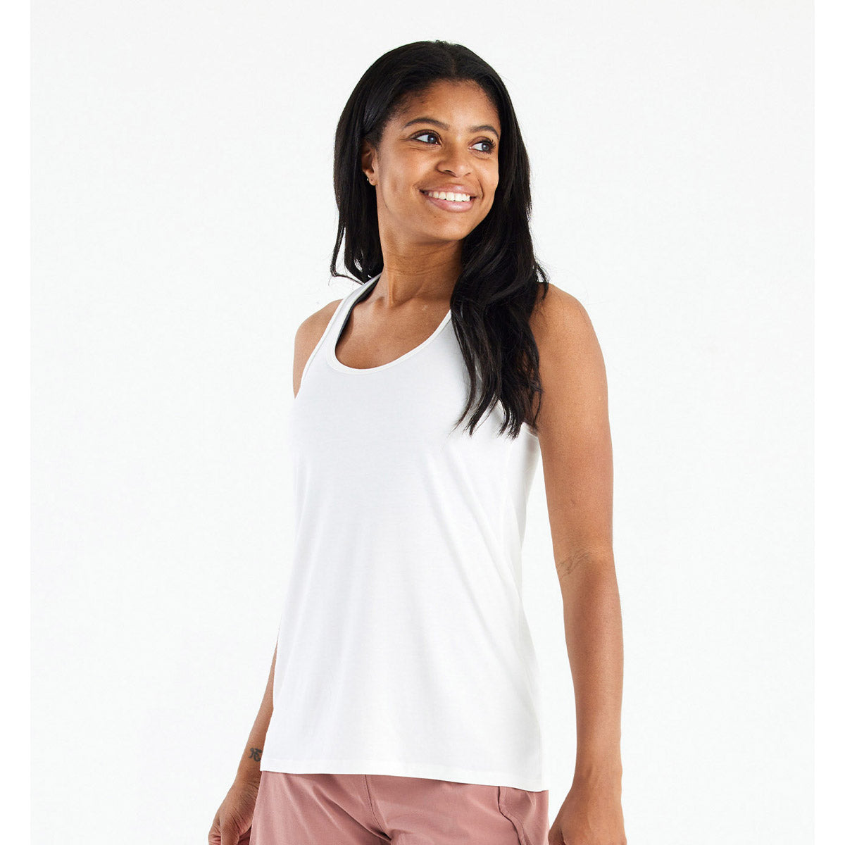 Free Fly Apparel Women's Bamboo Motion Racerback Tank Bright White