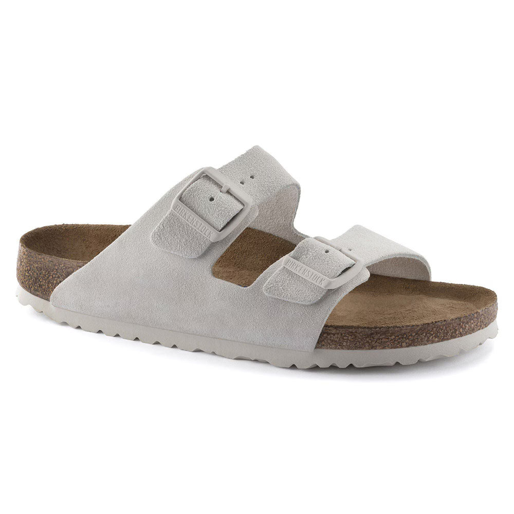 Birkenstock Arizona Soft Footbed Suede Leather - Narrow Antique White