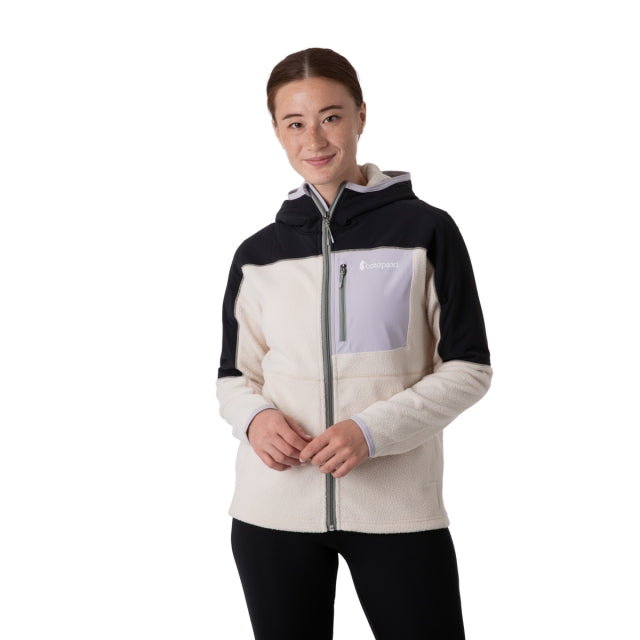 Cotopaxi Womens Abrazo Hooded Full-Zip Fleece Jacket BLCR Black/Cream
