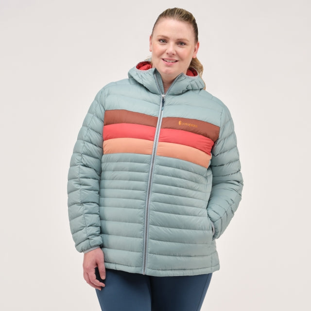 Cotopaxi Womens Fuego Hooded Down Jacket SSST Sea Spray Stripes